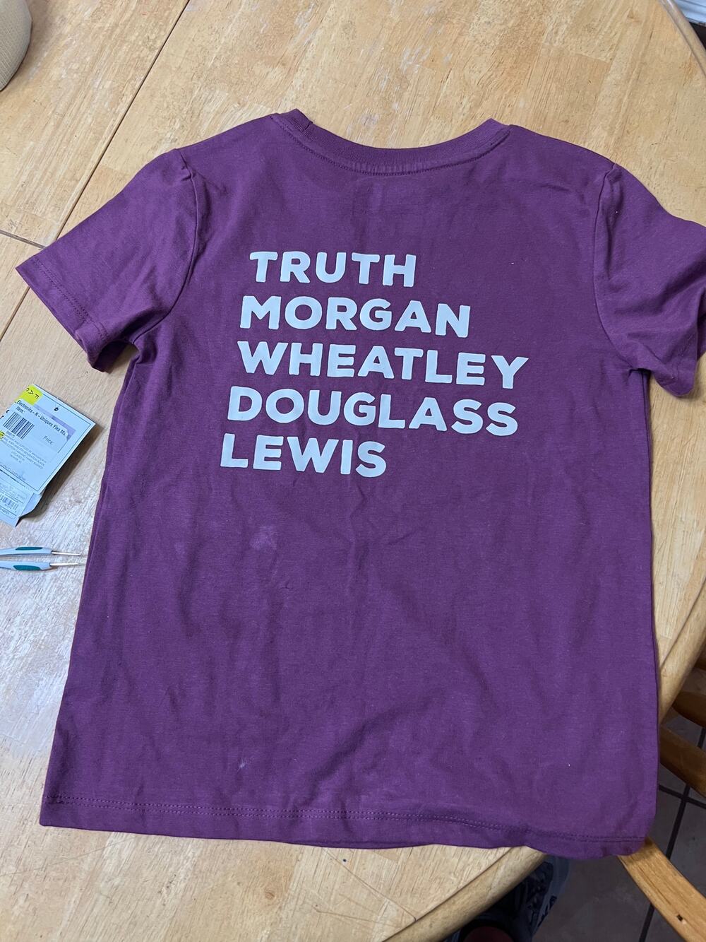 Size small Black History Month Kids' Historical Names Short Sleeve T-Shirt